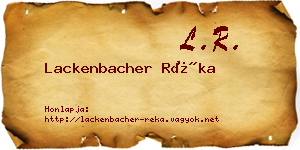 Lackenbacher Réka névjegykártya